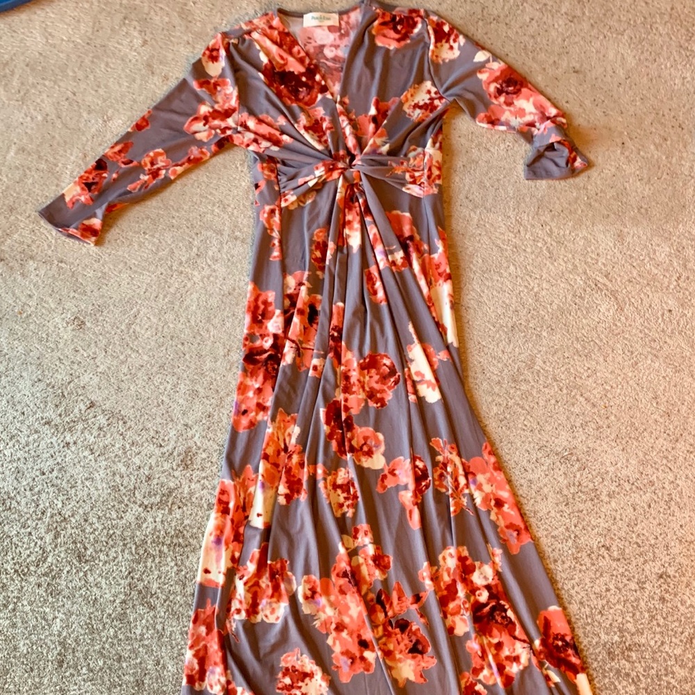 Grey Floral Maxi Dress